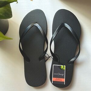 NWT West Loop Black Women's Slippers Flip Flops Size M 7/8